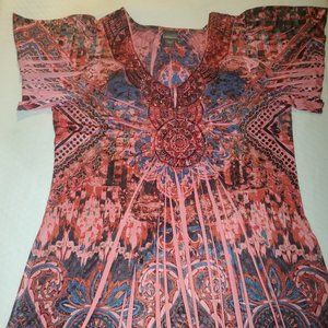 Covington - Women's Red/Blue Paisley Top